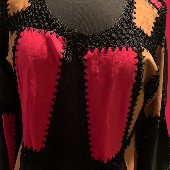 T&W Designs  Faux Suede and Lace Cardigan - Picture 10 of 13